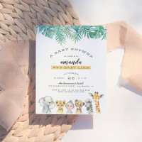 Palm Leaves & Jungle Animals Modern Baby Shower