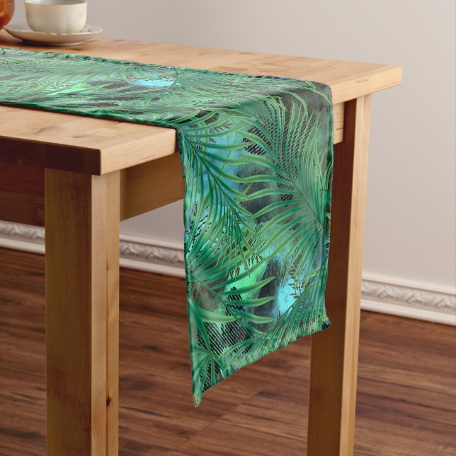 Palm leaves large  short table runner (In Situ)