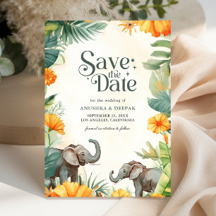 Palm Leaves Marigold Elephant South Indian Wedding Save The Date