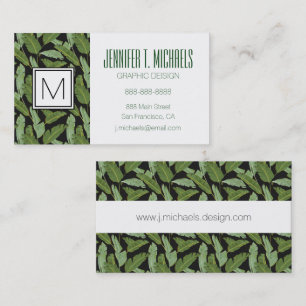 Palm Leaves   Monogram Business Card