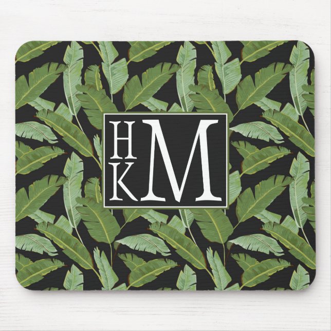 Palm Leaves | Monogram Mouse Mat (Front)