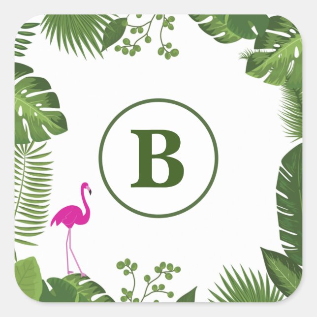 Palm Leaves Monogrammed Sticker (Front)