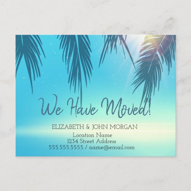 Palm Leaves Moving Announcement Postcard (Front)