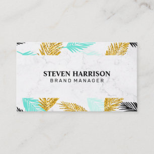 Palm Leaves   Natural   Marble Business Card