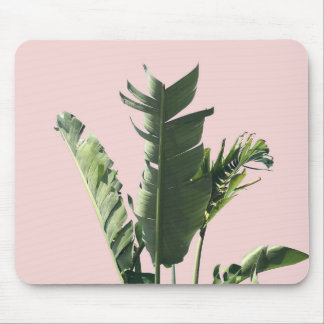 palm leaves on pink mouse mat