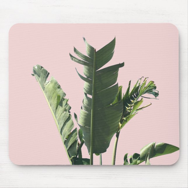 palm leaves on pink mouse mat (Front)