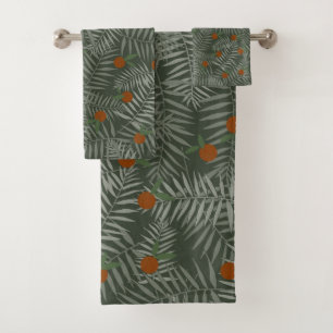 Palm Leaves & Oranges Bath Towel Set