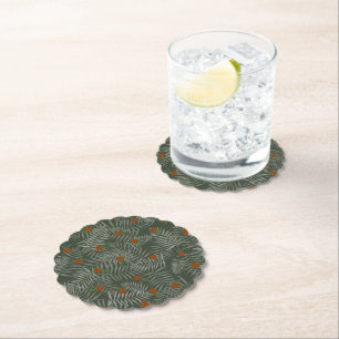 Palm Leaves & Oranges Paper Coaster