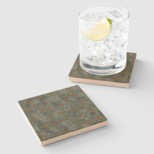 Palm Leaves & Oranges Stone Coaster