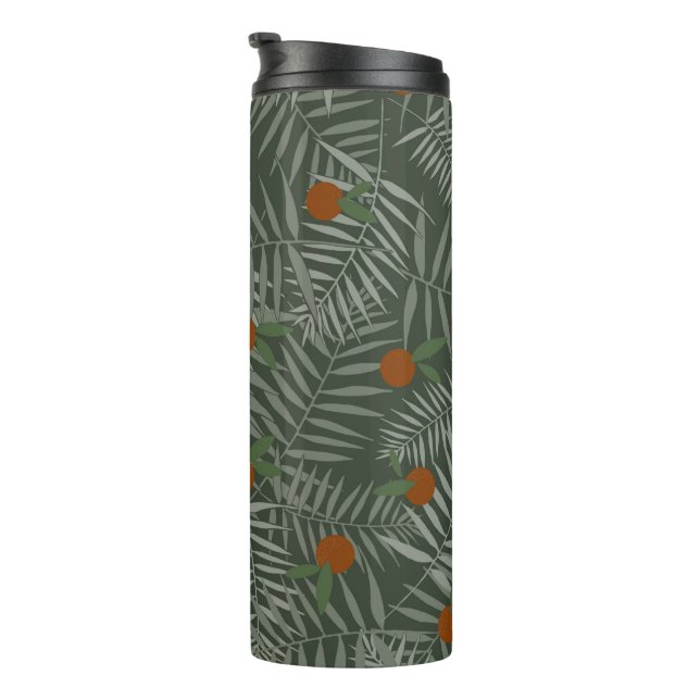 Palm Leaves & Oranges Thermal Tumbler (Rotated Right)