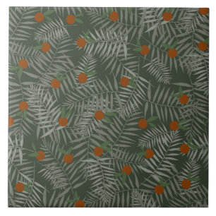 Palm Leaves & Oranges Tile