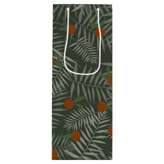 Palm Leaves & Oranges Wine Gift Bag (Front)
