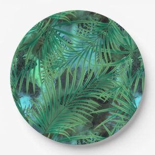 Palm leaves . paper plate