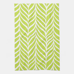 Palm Leaves Pattern Chartreuse Green Tea Towel