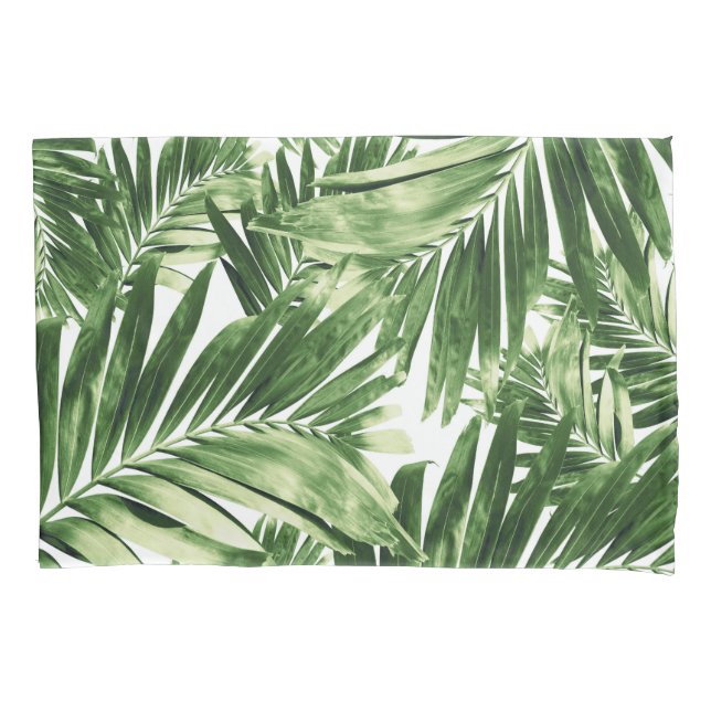 Palm Leaves Pattern Love #2 #tropical #wall #decor Pillowcase (Front)