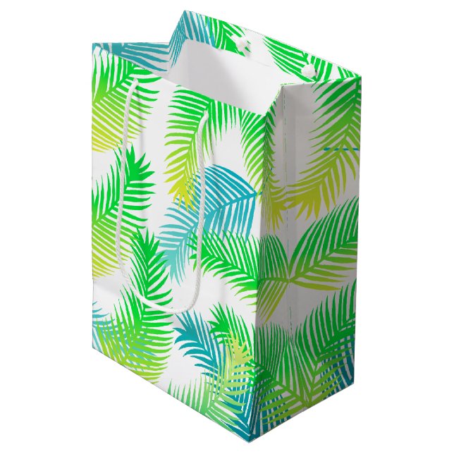 Palm leaves pattern medium gift bag (Front Angled)