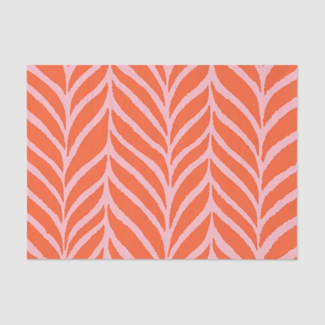 Palm Leaves Pattern Orange and Pink Tissue Paper (Front)