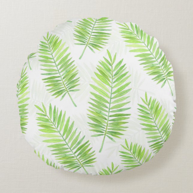 Palm leaves pattern round cushion (Front)