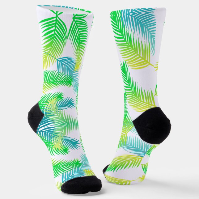 Palm leaves pattern socks (Angled)