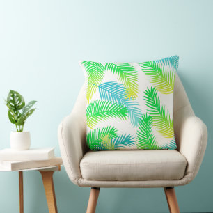 Palm Leaves Pattern Throw Pillow – Tropical 
