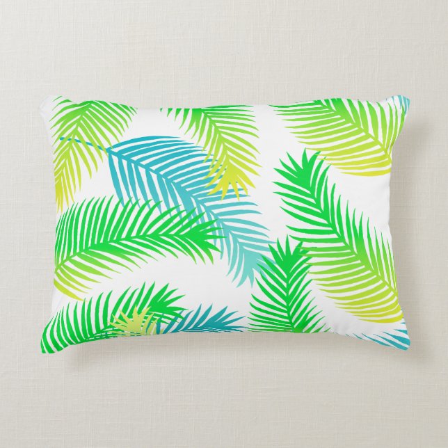 Palm Leaves Pattern Throw Pillow – Tropical  (Front)