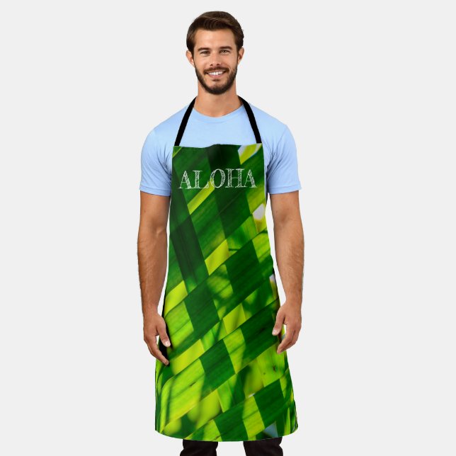 Palm Leaves Plaid, Kapaa, Kauai, Hawaii Apron (Worn)