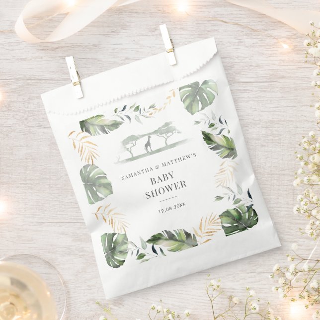 Palm Leaves Safari Couples Baby Shower Favour Bags (Clipped)