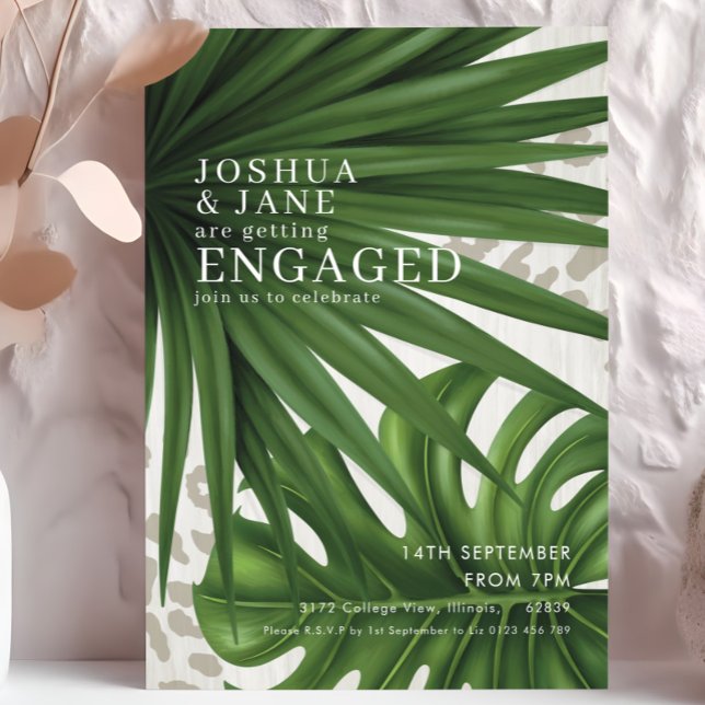Palm Leaves Safari Leopard Print Engagement  Invitation (Creator Uploaded)