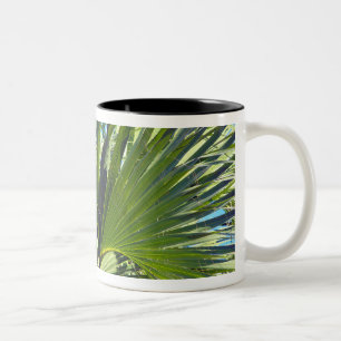 Palm Leaves, Sea Breeze Two-Tone Coffee Mug