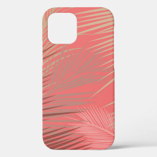 Palm Leaves Shadow on Living Coral iPhone 12 Pro Case
