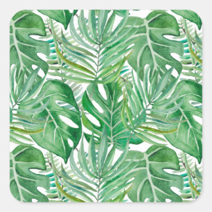 Palm leaves square sticker