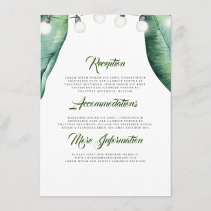 Palm Leaves String Lights Beach Wedding Details Enclosure Card