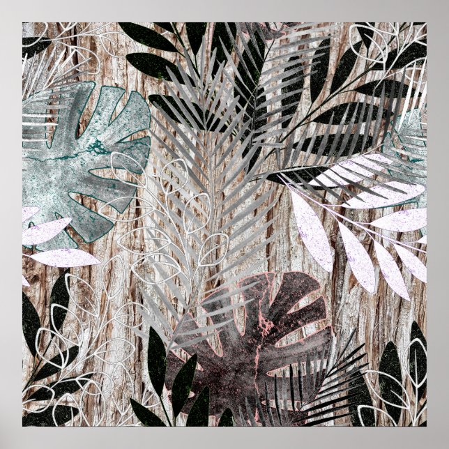 Palm leaves, tree, tropical, Botanical Poster (Front)