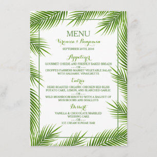 Palm Leaves Tropical Beach Wedding Menu