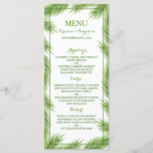 Palm Leaves Tropical Beach Wedding Menu