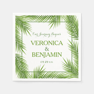 Palm Leaves Tropical Beach Wedding Napkin