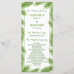 Palm Leaves Tropical Beach Wedding Program Programme