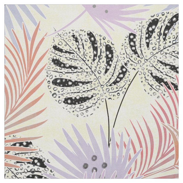 palm leaves, tropical, Botanical, colourful Fabric (Swatch)
