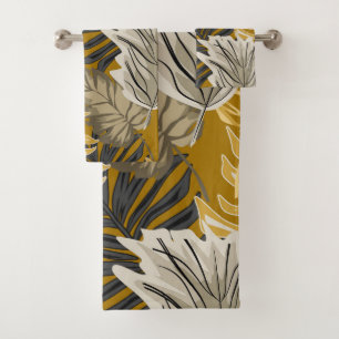 Palm leaves, tropical, Botanical, jungle, forest, Bath Towel Set