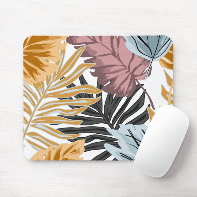 Palm leaves, tropical, Botanical, jungle, forest, Mouse Mat (With Mouse)