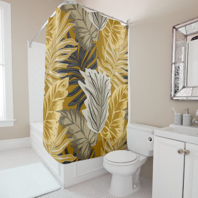 Palm leaves, tropical, Botanical, jungle, forest, Shower Curtain (In Situ)