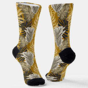 Palm leaves, tropical, Botanical, jungle, forest, Socks