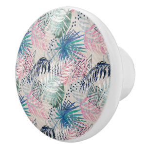 Palm leaves, tropical, Botanical, leaves, jungle, Ceramic Knob