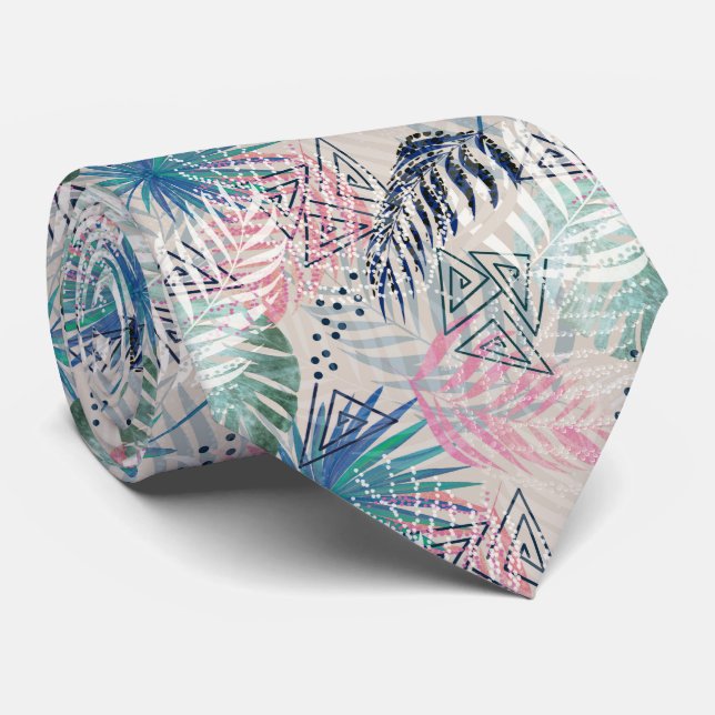 Palm leaves, tropical, Botanical, leaves, jungle Tie (Rolled)