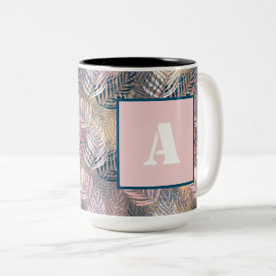 Palm leaves, tropical, Botanical, leaves, jungle, Two-Tone Coffee Mug