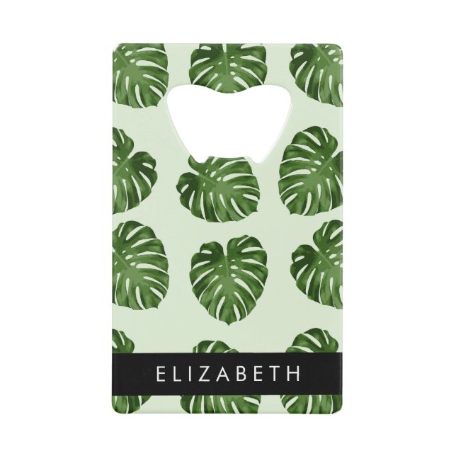 Palm Leaves, Tropical Pattern, Your Name (Front)