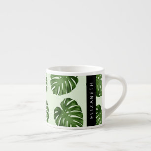Palm Leaves, Tropical Pattern, Your Name Espresso Cup