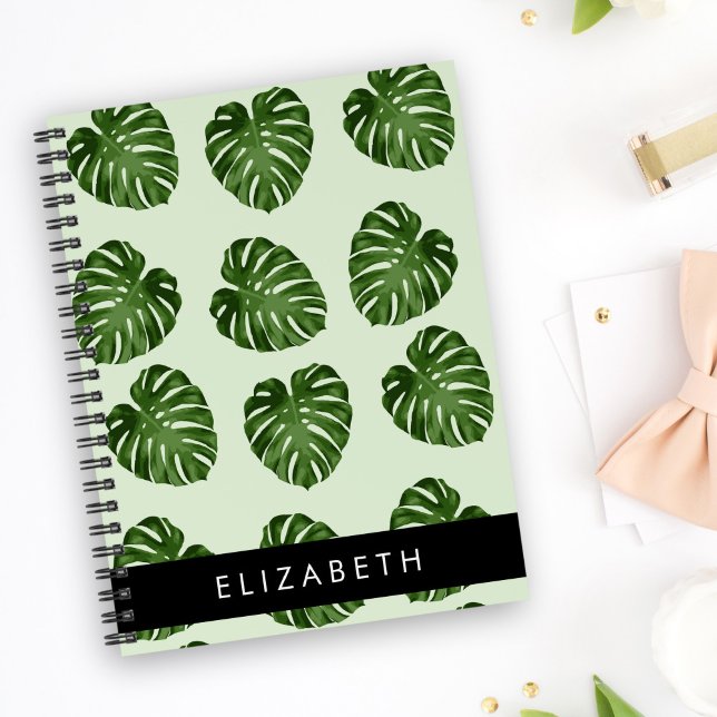 Palm Leaves, Tropical Pattern, Your Name Notebook (Creator Uploaded)