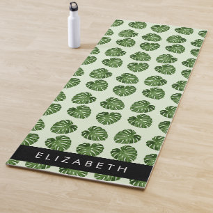 Palm Leaves, Tropical Pattern, Your Name Yoga Mat