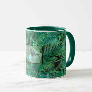 Palm leaves tropical personalised mug